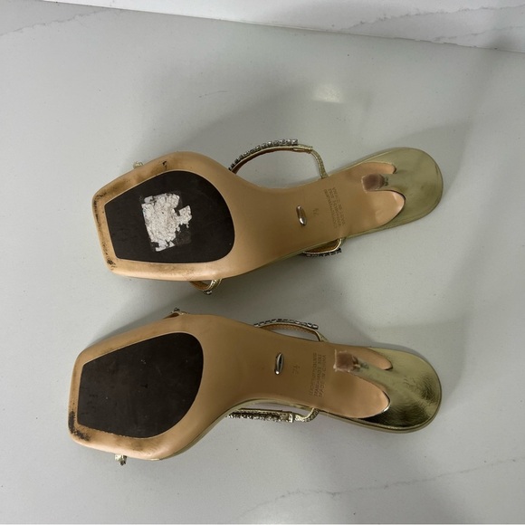 Tony Bianco Metallic Sandal Nappa Leather Gold Rhinestone Square Toe Sz 7.5 - Picture 13 of 15